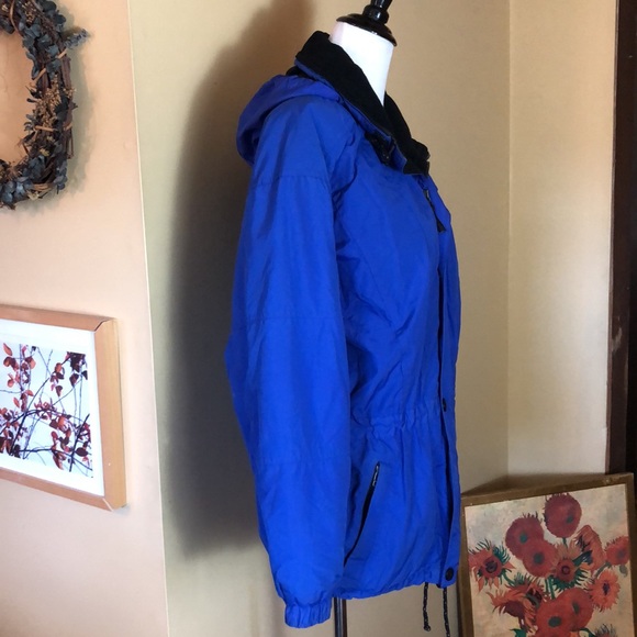 VTG 90s OBERMEYER sz Large SkiWear Snow Hooded Parkas Vivid Blue Fleece Classic - Picture 6 of 16